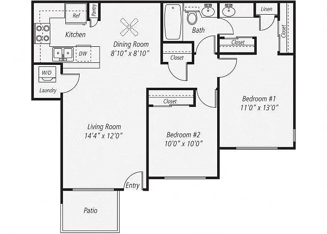 Floor plan Two Bedroom One Bath