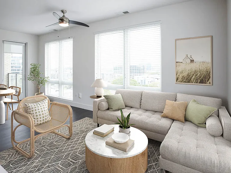 Living Room with Balcony Hard Surface Flooring