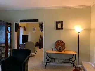 Living and family rooms connected in an open floor plan