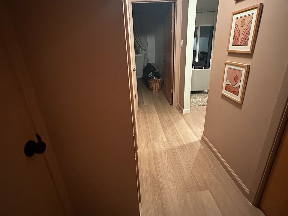 Interior hallway with coat closet. Three closets, total!
