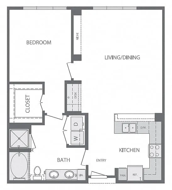 Floor plan A7 1Bed 1Bath
