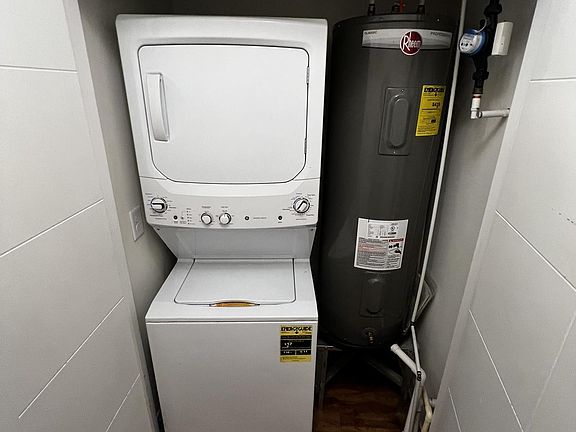 Stackable washer and dryer included with the unit