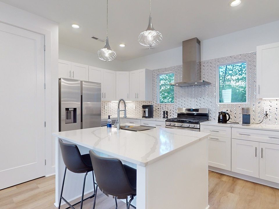 Kitchen view with island