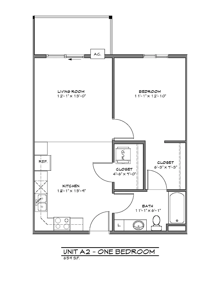 Floor plan Urban Meadows 1 - 1 Bed - 1 Bath