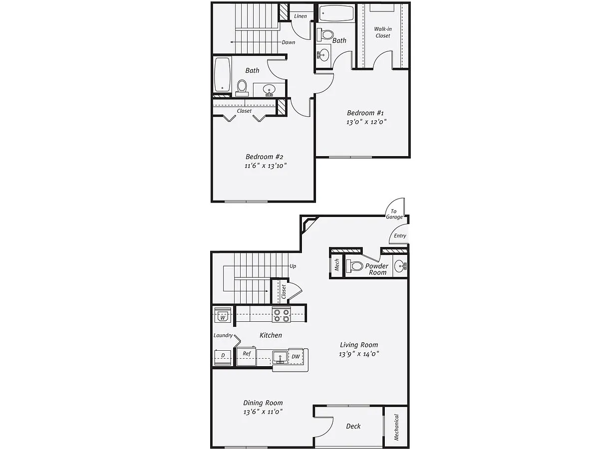 Floor plan 2 Bed/2.5 Bath-The Morris TH Garage