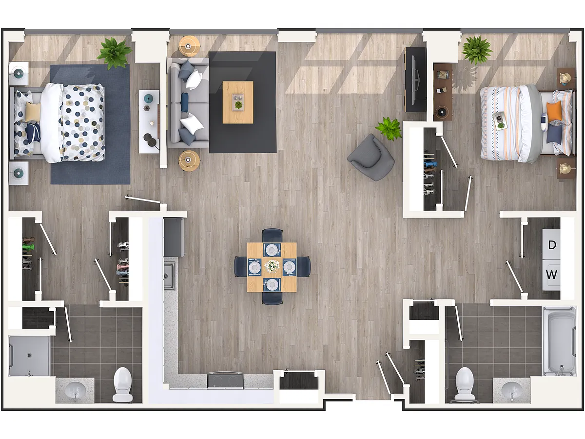 Floor plan Two Bedroom Two Bath