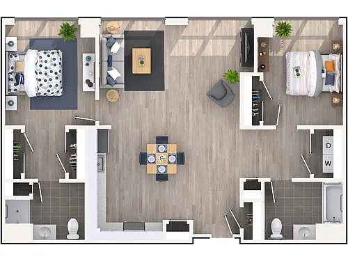 Floor plan Two Bedroom Two Bath