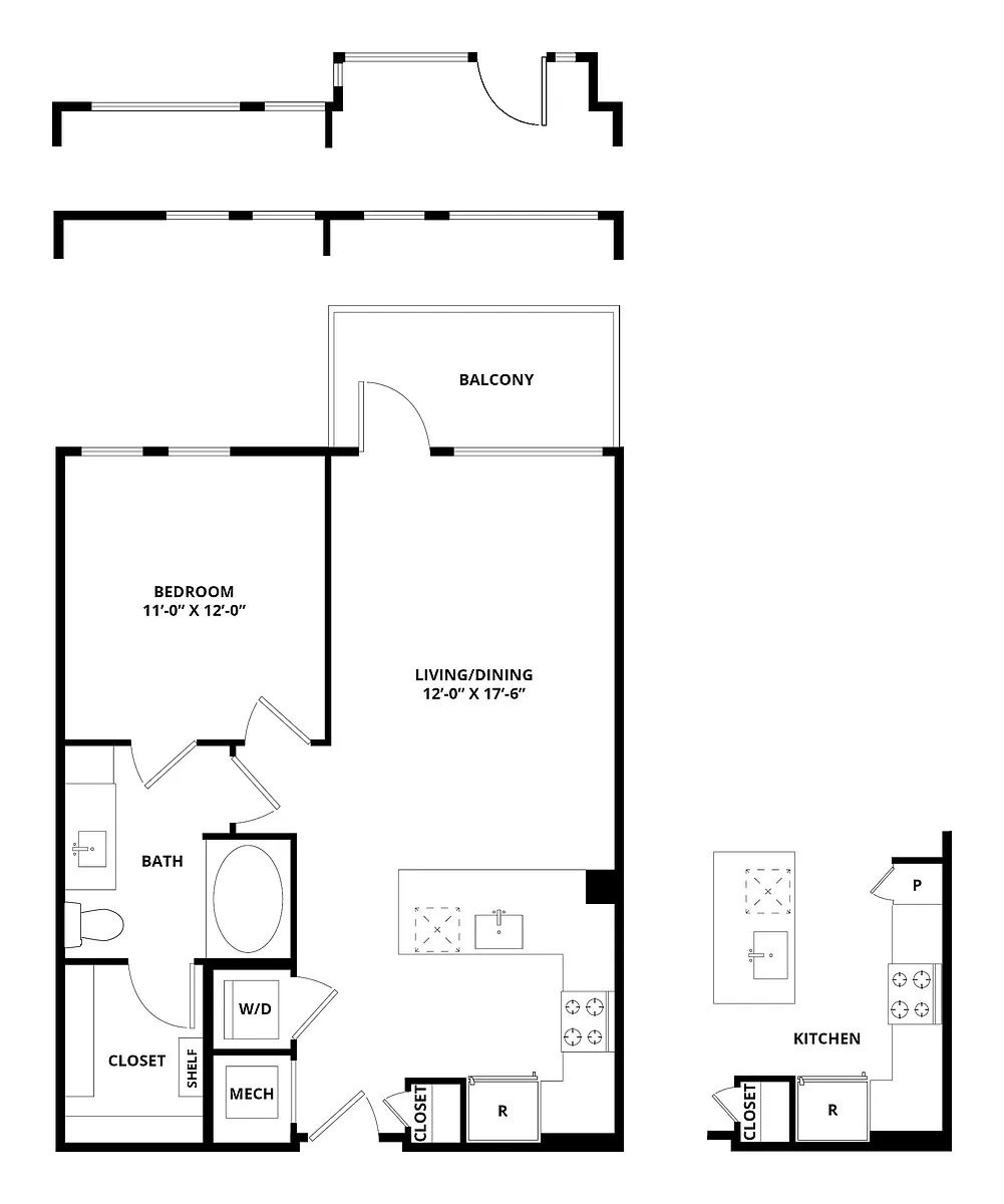 Floor plan 1 Bed/1 Bath-Dupont