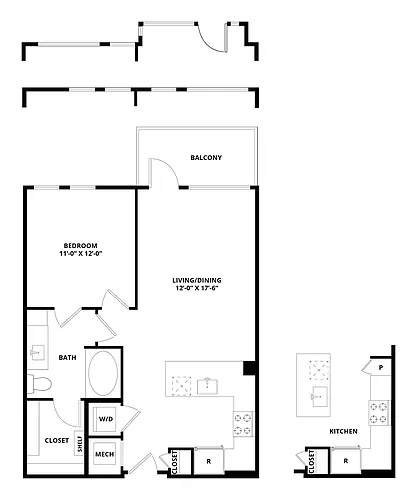 Floor plan 1 Bed/1 Bath-Dupont