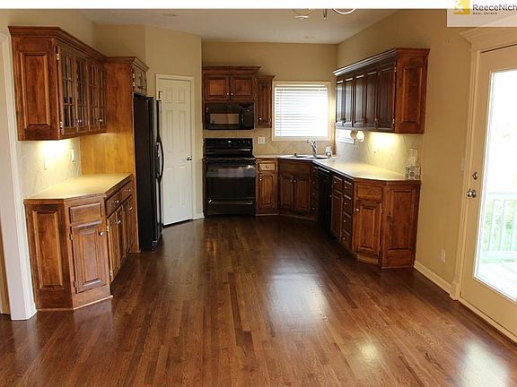 Kitchen with under cabinet lighting.