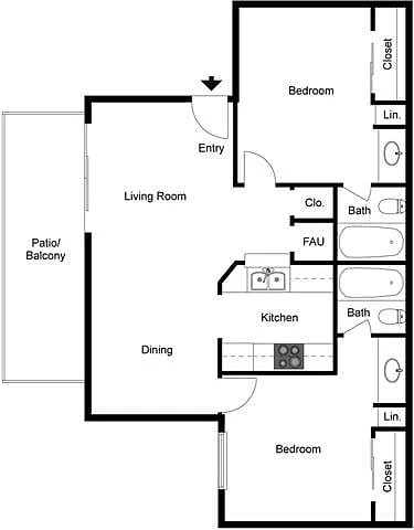 Floor plan 2 Bedroom 2 Bath