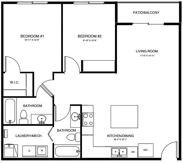 Floor plan Concord 2 BR 2 BA