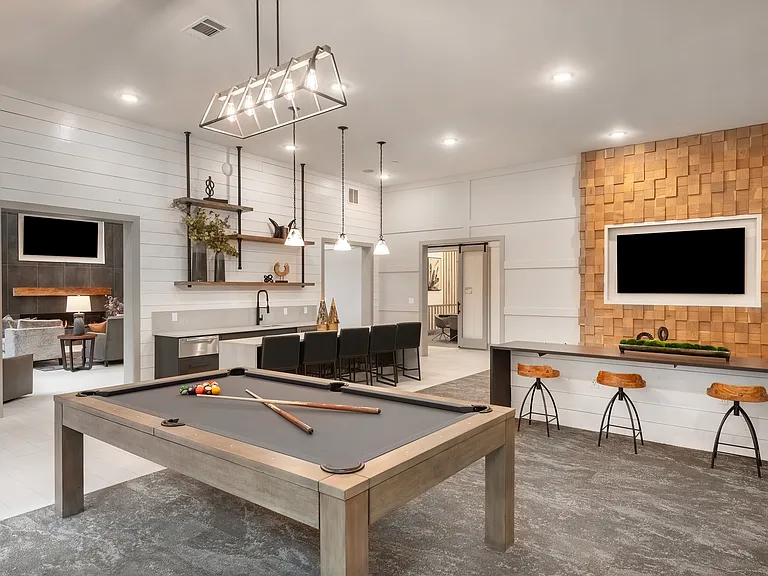 Upscale Game Room With Pool Table