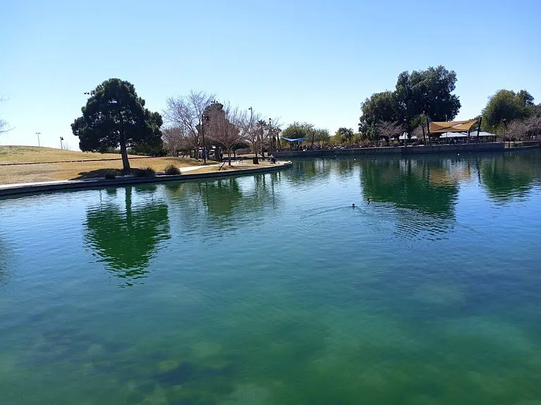 Across the street to Desert Breeze Park lake