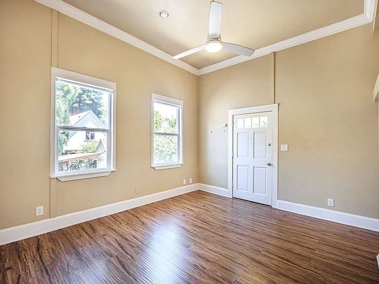 View from bedroom looking into living/dining area