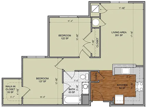 Floor plan Two Bed One Bath