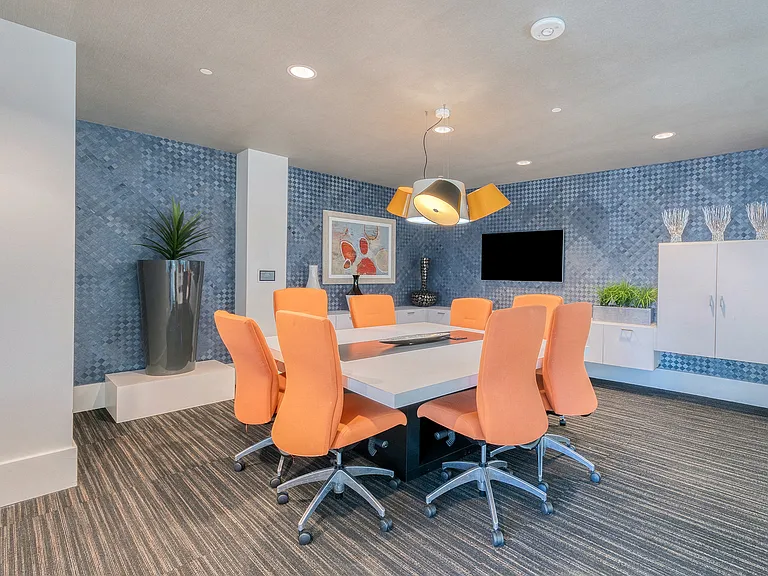 Business center with WiFi and sound system