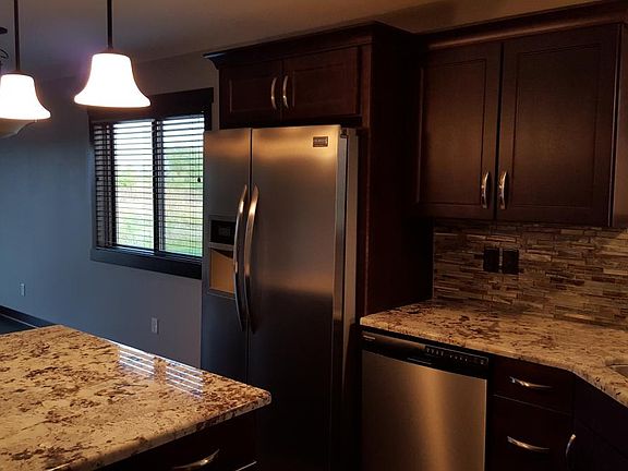 East in granite center island