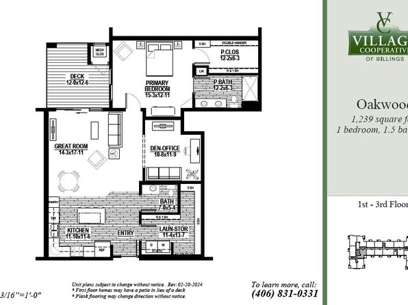 Oakwood Plan, Village Cooperative of Billings (Active Adults 62+)