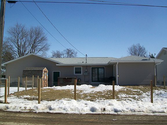 back of house fenced in yard