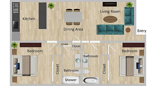 Floor plan 2x2R
