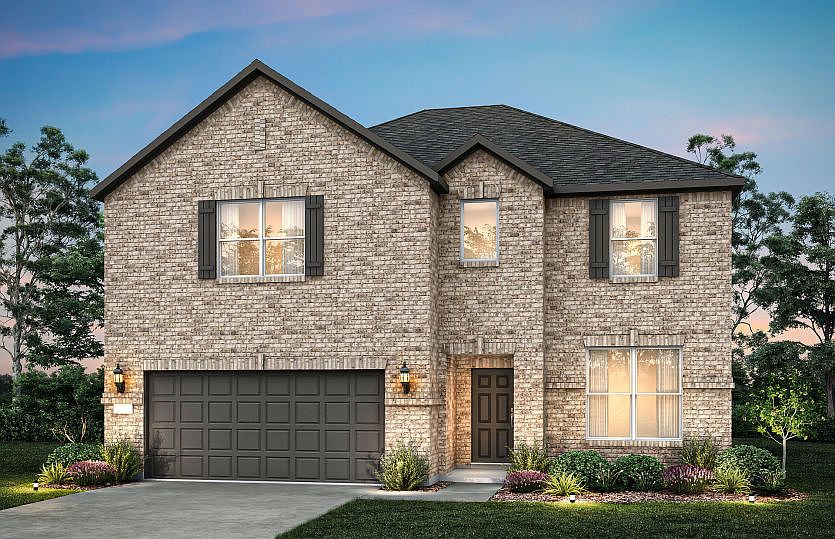 The Rainier, a two-story new home design shown with home exterior A