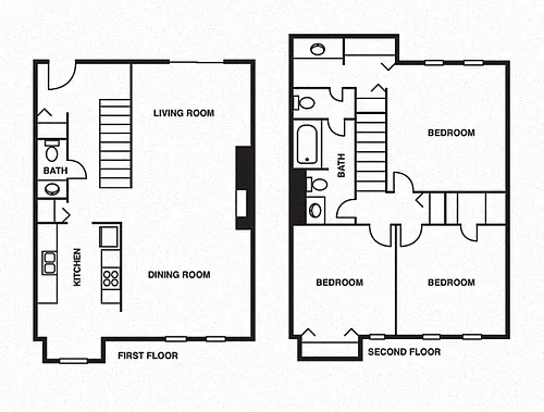 Floor plan 3 Bedroom/1 Bathroom Townhouse A