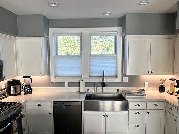 Bright, white kitchen.