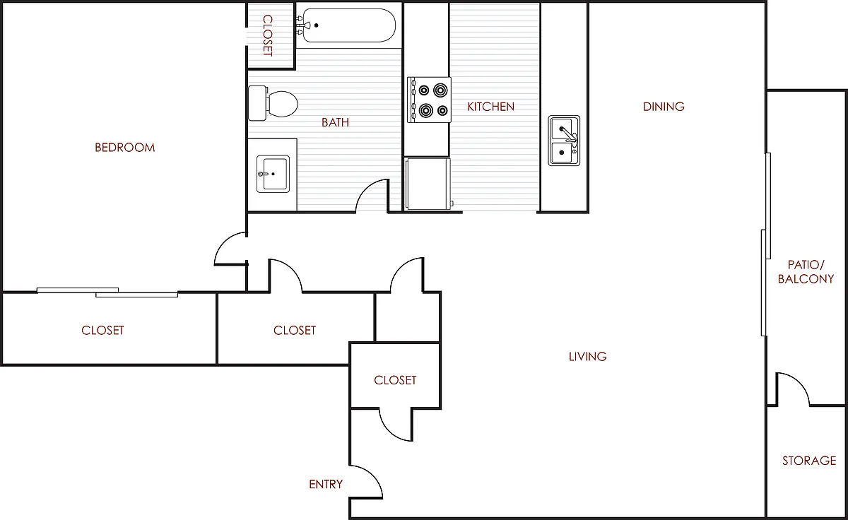 Floor plan 1 Bedroom 1 Bathroom