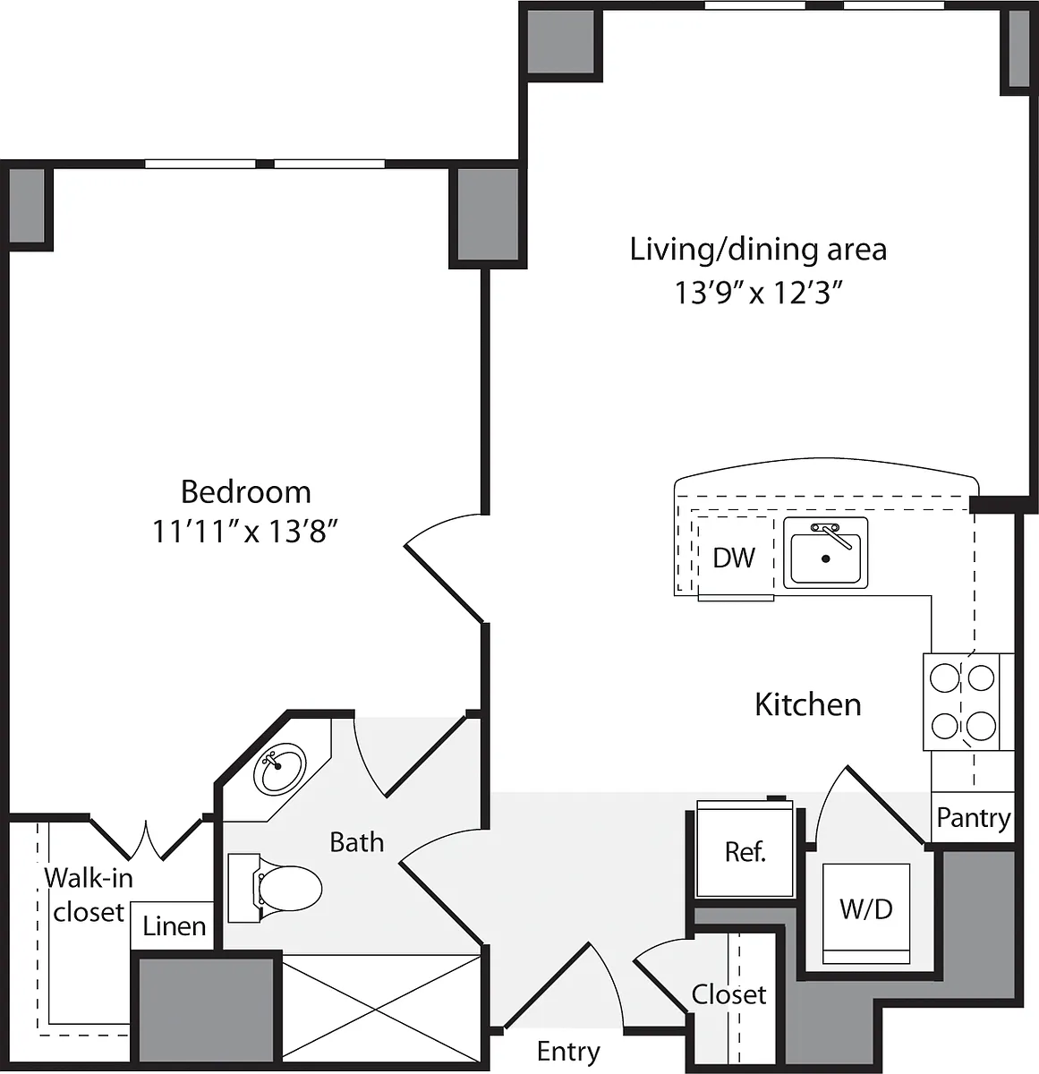Floor plan 1 Bedroom CS