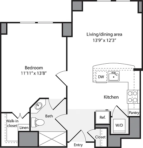 Floor plan 1 Bedroom CS