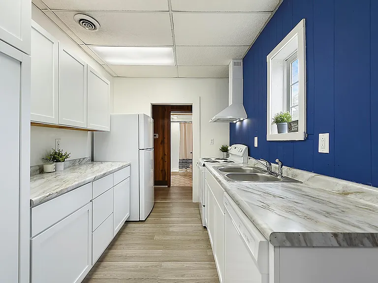 Plenty of cabinet space and countertop area