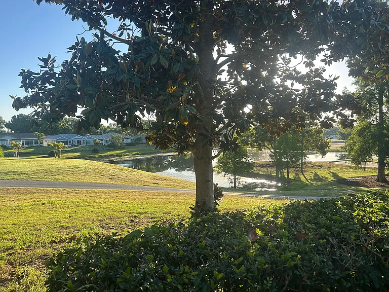 Backyard view of pond and Golf course