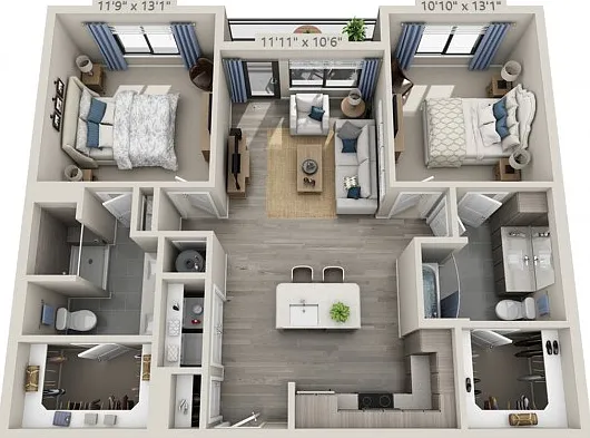 Floor plans are artist's rendering. All dimensions are approximate. Actual product and specifications may vary in dimension or detail. Not all features are available in every apartment. Prices and availability are subject to change. Floor plans are artist