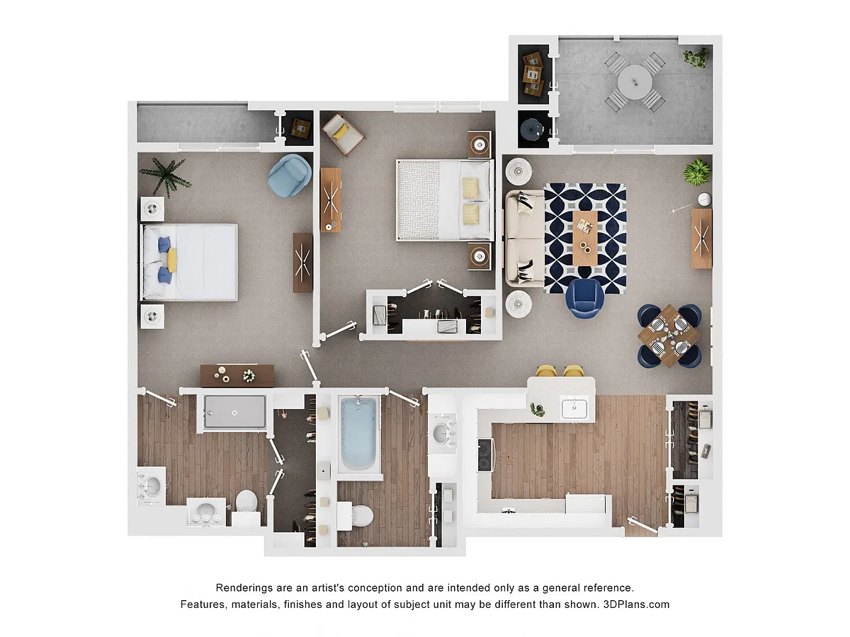 Floor plan Two Bedroom - Coltrane