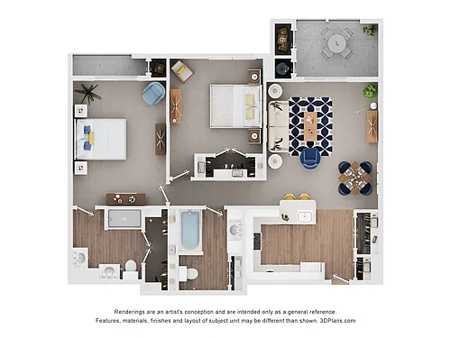 Floor plan Two Bedroom - Coltrane