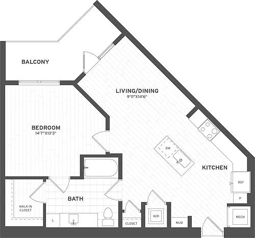 Floor plan 1 Bed/1 Bath-A1.2