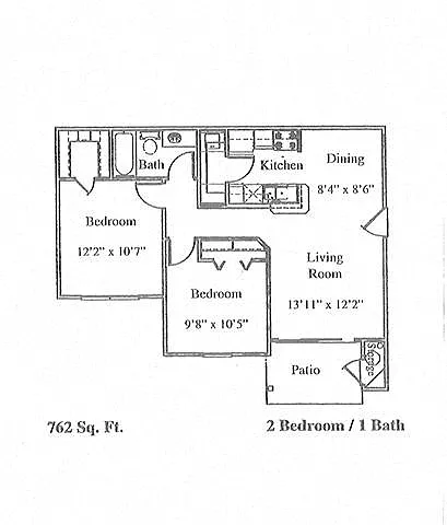 Floor plan 2BD 1BA