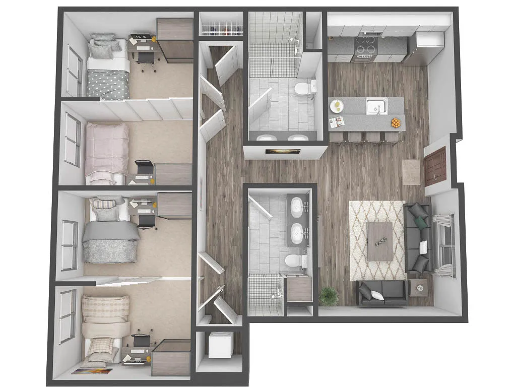 Floor plan 4BR/2BA - Morro