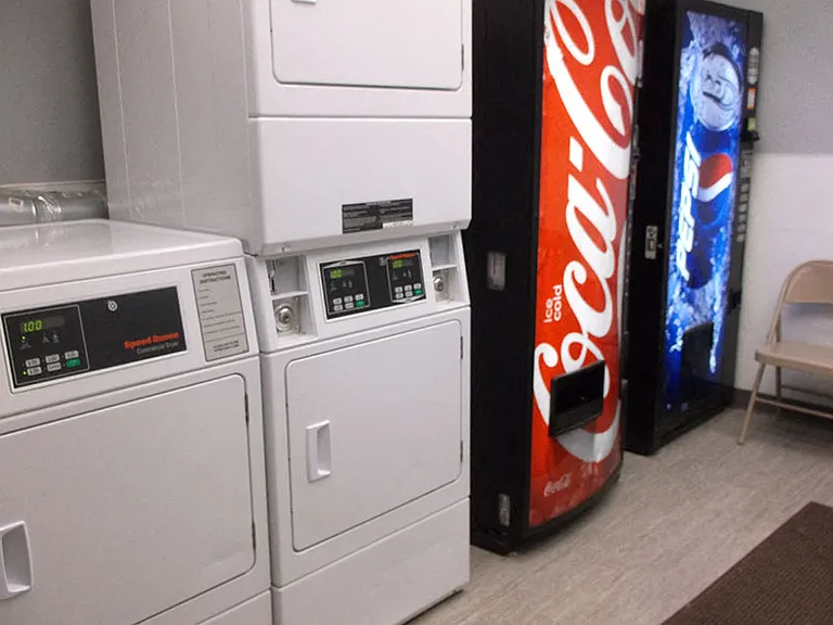 Laundry facilities with vending machines