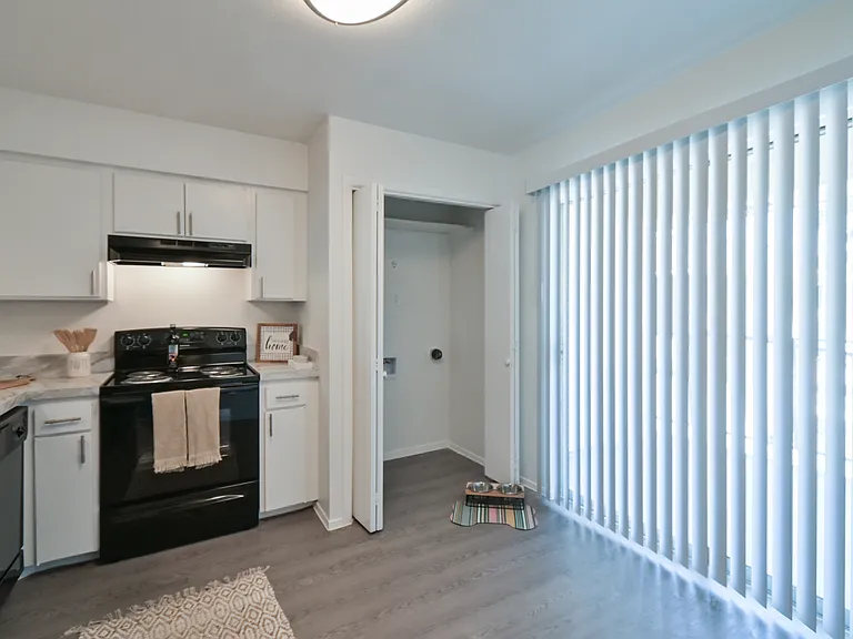 Dining area with sliding glass doors for natural light