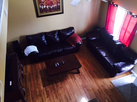 View of living room from stairs