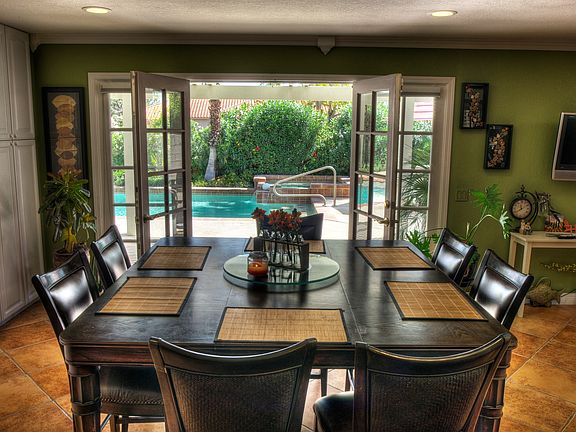 Dining onlooking pool