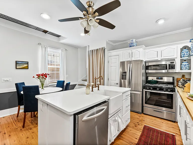 kitchen with island and stainless steel appliances