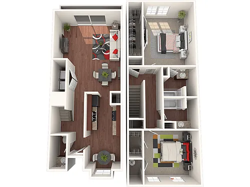 Floor plan Townhome - 2 Bedrooms & 2.5 Bathrooms