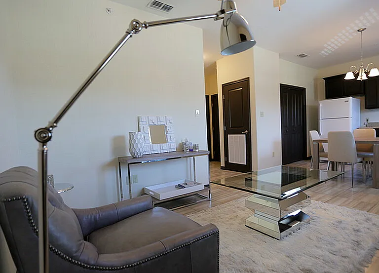 Merida Vista Apartments in Laredo, TX - Interior Living & Dining Room Side