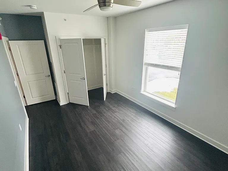 Bed Room includes ceiling fan and accent wall.