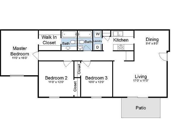 3 Bedroom, 2 Bathroom 3 Bedroom, 2 Bathroom