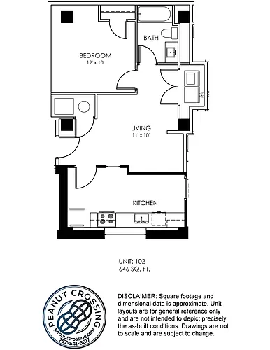 Floor plan One Bedroom 102