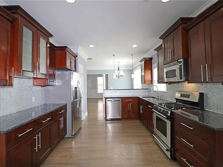 Kitchen with stainless steel appliances